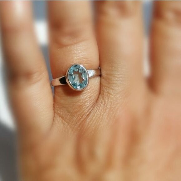 NEW Sky Blue Topaz Ring in Sterling Silver sz 8 - Picture 4 of 5